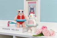 Statue d'animaux en résine, décoration pour la maison moderne, Statue décorative, mignon blanc, Figurine ours, pour le thème de la plage, fête