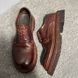 retro high-end Mahogany leather shoes - business casual men's shoes with classic British style - casual leather shoes - Product Image 3