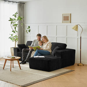 Sofá Cama Modular en Forma de L de Alta Calidad, Moderno, en Color Verde Combinado, para Sala de Estar de <span class=keywords><strong>Apartamento</strong></span>, Tapizado en Tela Chenille - Product Image 1