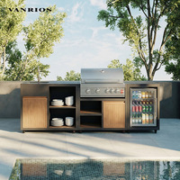 Cuisine extérieure moderne en aluminium pour barbecue et pizza, avec réfrigérateur, armoires et brûleur avec évier, fabrication Foshan