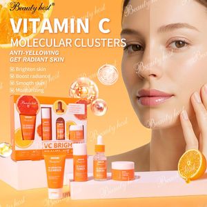 High Quality Skin Care VC Travel Set 4pcs VC Brightening Cleanser Toner <b>Serum</b> Cream Vitamin <b>C</b> Whitening Anti-spots Travel Kit - Product Image 3
