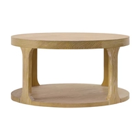 Table basse ronde de style provincial français en gros (OEM&ODM), table de cocktail en chêne massif pour salon, table scandinave.