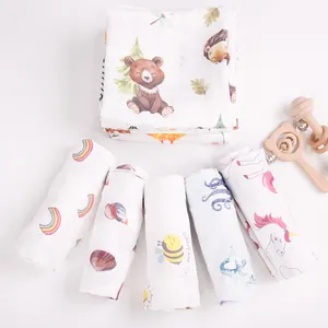 120x120cm Bamboo Cotton Supplier Swaddle Sleeping Bag Blankets Infant Quilt Newborn Baby Blanket