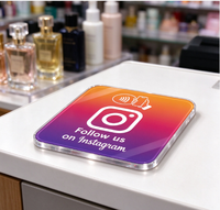 Plaque NFC personnalisée en acrylique pour réseaux sociaux, autocollant de table NFC « Tap to Follow » Instagram, bord transparent, programmable pour les services et les magasins