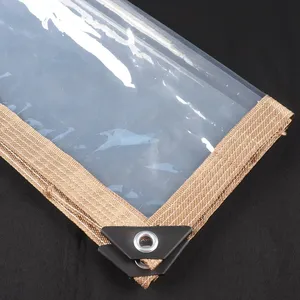 1.6 ~ 1.8m Largeur Brun PEVA Film Transparence Auvent Étanche À La Pluie Coupe-Vent Bâche <span class=keywords><strong>Balcon</strong></span> Cour Pavillon Bâche - Product Image 1