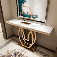 Nouvelle table de console d'utilisation domestique de meubles en acier inoxydable de mode table de dessus de marbre blanc