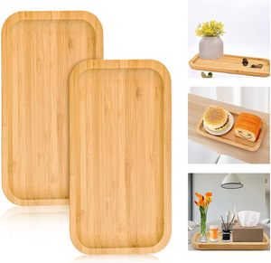 Petite assiette écologique en bambou poli <span class=keywords><strong>pour</strong></span> fruits, sushis, collations, fête, sous-verre, assiettes, soucoupe <span class=keywords><strong>pour</strong></span> plantes succulentes, lot de 2 - Product Image 1