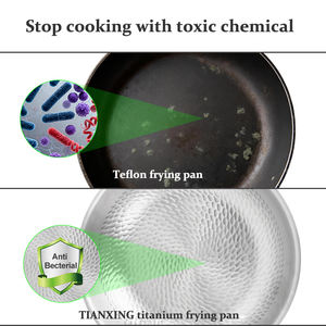 TIANXING Batterie de cuisine en titane entièrement plaqué, poêle à frire en titane antiadhésive, poêle martelée en titane à 5 couches pour la cuisine - Product Image 3