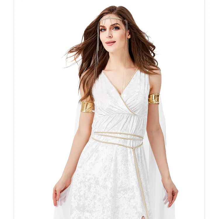 प्राचीन ग्रीक पौराणिक कथाओं वर्ण हेलोवीन कॉस्टयूम वयस्क cosplay सफेद <span class=keywords><strong>देवी</strong></span> पोशाक मंच प्रदर्शन पोशाक