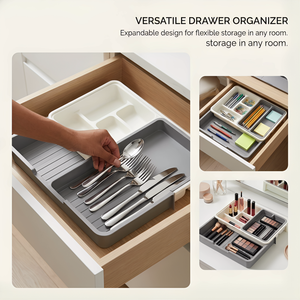 Cutlery <strong>Drawer</strong> <strong>Organiser</strong> Cutlery Plastic Storage Tray Expandable Adjustable Size Tidy <strong>Drawer</strong> Utensil Organizer for <strong>Kitchen</strong> - Product Image 2
