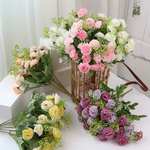 Ramo de 6 ramas de claveles pequeños y flores artificiales de lila para decoración de paredes florales y accesorios para bonsáis - Product Image 5