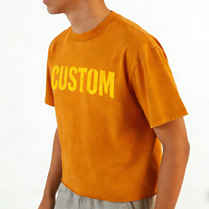 T-shirt Hip Hop Oversize Boxy Fit da Uomo in Jersey 200 GSM con Bordo Grezzo sul Fondo - Nuova Collezione Designer 2026 - Streetwear - Product Image 4