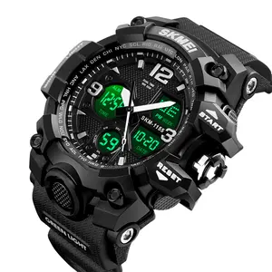 Skmei Top Cool Demin noir analogique numérique garçon marque montre-bracelet antichoc montres pour hommes de luxe