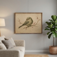 Peinture à l'huile artisanale 100% faite à la main, style Art Déco, petit oiseau peint à la main, sur toile de coton 450 g/m², pour décoration intérieure, vente en gros et dropshipping