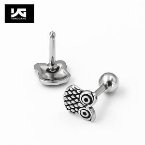 Petites boucles d'oreilles hibou en acier inoxydable, bijou à la mode, tendance, en forme de hibou, pour femmes et filles, 1 pièce - Product Image 3