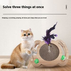 Poteau à gratter pour chat en carton ondulé triangulaire vertical, jouets stables pour chat qui peuvent s'allonger, arbre à chat et grattoir - Product Image 4