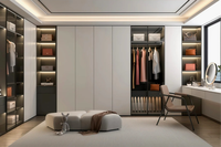 Armoire dressing moderne sur mesure, armoire avec cadre en aluminium et portes vitrées, éclairage LED, table de maquillage intégrée
