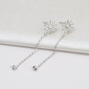 S925 Silver <b>Snowflake</b> <b>Earrings</b> Simple Fashionable DIY Accessory Long Earline Tassel Versatile 890 Pearl Hollow Holder Fashion - Product Image 1