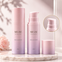 Vente en gros de flacons de lotion sans air en plastique PET de 200 ml, luxueux et mats, avec pompe cosmétique, impression personnalisée du logo et de l'étiquette