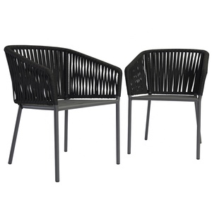 Commercial Modern Black <strong>Stackable</strong> Front Porch Yard Patio Restaurant Furniture Outdoor <strong>Garden</strong> Cafe Aluminum Dining Rope <strong>Chairs</strong> - Product Image 6