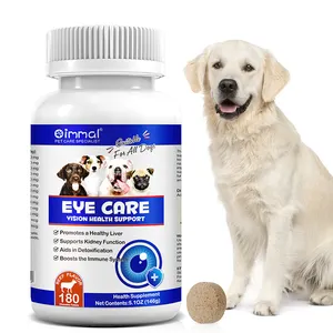 Venta al por mayor cuidado de los ojos antioxidante luteína vitamina suplemento 180 tabletas masticables sabor a carne suplementos de salud de la visión ocular para perros