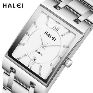 Reloj de Cuarzo Rectangular HALEI con Correa de Acero Inoxidable, Números Romanos, Fecha y Movimiento Japonés, Venta al Por Mayor - Product Image 2