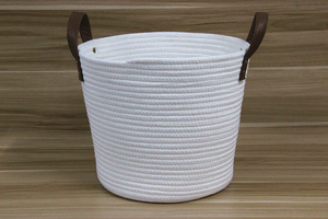 Grand ménage Ménage Corde de Coton Blanc Recyclé Paniers À Linge Stockage Grande Toile De Jute Panier - Product Image 3