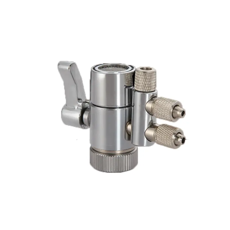 Chrome Faucet Diverter Valve 2 Way Water Filter Diverter Valve RO Water Filter Purifier Part 1/4" Tube