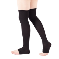 Chaussettes de compression sportives montantes pour filles grandes tailles, 20-30 mmHg Classe 2, tricotées, avec revers et bout ouvert, semelle souple