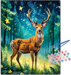 Kits de <span class=keywords><strong>peinture</strong></span> <span class=keywords><strong>par</strong></span> numéros SONGWOOART Série Animaux Cerfs pour débutants avec pinceaux Toile d'art pour décoration intérieure Sans cadre - Product Image 2