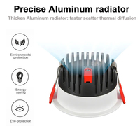 Plafonnier LED encastré commercial intérieur 12W 20W en aluminium, projecteur COB orientable, AC110V AC220V, rond