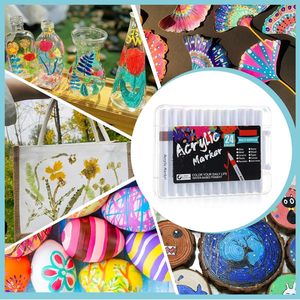 NOVISON Acrylic <b>Paint</b> Markers Set with Soft Brush Tip (PET Material) for Canvas <b>Rock</b> Wood Leather Ceramic DIY Painting - Product Image 4