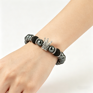 <span class=keywords><strong>Bracciale</strong></span> da uomo <span class=keywords><strong>con</strong></span> perline a corona in zircone nero da 8 mm <span class=keywords><strong>con</strong></span> placcatura in oro, gioielli in pietra naturale per il buddismo, materiale in <span class=keywords><strong>giada</strong></span> - Product Image 2
