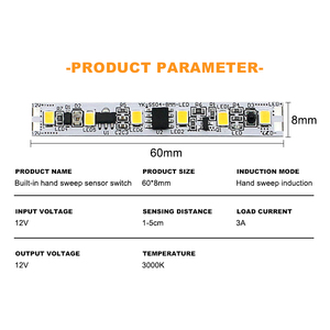 Dc12v 3A 3000K Led hồ sơ dải ánh sáng ir cảm biến chuyển động bulid-in PCB board IR tay quét cảm biến chuyển đổi mô-đun cho tủ - Product Image 2