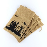 Sac à poussière en Jute avec cordon de serrage, sac d'emballage en lin pour décoration d'halloween