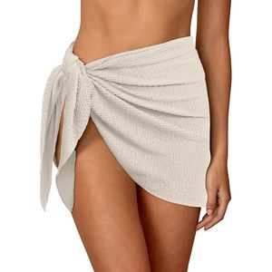 FOXA Sarong Wrap pour femme, couverture de plage, maillot de bain court, jupe asymétrique à nouer sur le côté, 1 pièce, maillot de bain d'été en polyester - Product Image 1