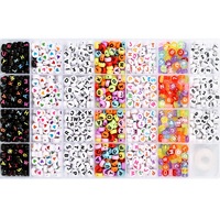 Perles en acrylique 4x7mm, 1400 pièces, boîte à 28 compartiments avec kit de perles en forme de cœur souriant pour la fabrication de bijoux DIY, bracelets et colliers