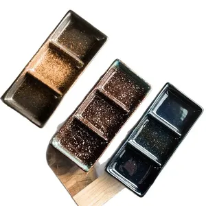 Piatto in <span class=keywords><strong>Ceramica</strong></span> per Salse e Condimenti con 3 Scomparti, Piatto per Snack e Spezie - Product Image 6
