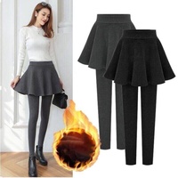 Jupes patineuses pour femmes doublées de polaire épaisse, leggings thermiques, pantalons moulants chauds pour l'hiver et l'automne, pantalons enveloppants slim, jupes grandes tailles