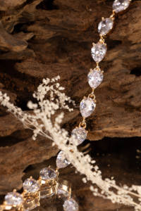 Golden Charm <b>Bracelets</b> with Pear Cut CZ Classic Fashionable Gift Accessories for Brides and Bridesmaids - Product Image 5