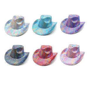 Nuevo diseño colorido sombrero de <span class=keywords><strong>vaquero</strong></span> brillante neón sirena vaquera sombrero occidental - Product Image 2