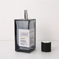 Flacon de parfum noir OEM personnalisé de 30ml 50 ml 100ml rectangulaire vintage portable vide vaporisateur carré de 50 ml en verre avec couvercle en plastique et bois
