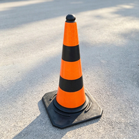 Cône de signalisation routière 500 mm en PVC et caoutchouc réfléchissant diamant, base noire, cône de sécurité routière