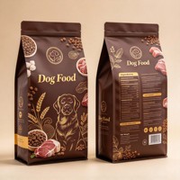 Sac à fond plat personnalisé pour aliments pour chiens, 5 kg, 10 kg, 25 kg, format en vrac, haute barrière, fermeture éclair, emballage pour aliments secs pour animaux de compagnie