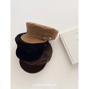 Gorro de pintor de ante camel para mujer, gorra de terciopelo para primavera y otoño, sombrero de moda que estiliza el rostro - Product Image 3