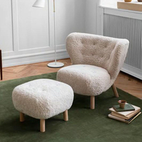 Chaise de loisirs en tissu personnalisé au design moderne de luxe Villa Maison Salon Dossier Canapé Chaise Fauteuil en bois massif avec tabouret