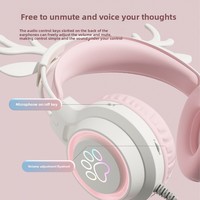 Casque de jeu filaire mignon avec motif patte de chat pour ordinateur de bureau, ordinateur portable e-sport, pour filles, oreilles de chat, direct usine