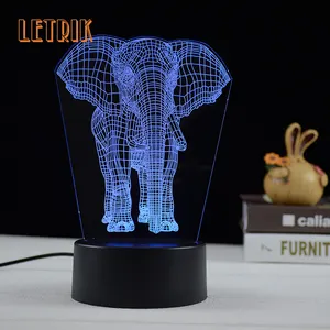 טובה איכות אקריליק לייזר חריטה 3D LED מנורת שולחן ססגוני אנימה מדהים 3D אשליה LED פיל לילה אור