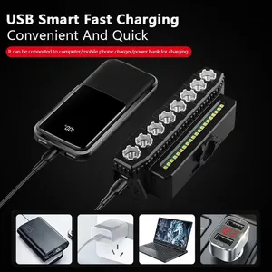 Lampes de <span class=keywords><strong>vélo</strong></span> durables, rechargeables par USB, pour la conduite nocturne en VTT, éclairage puissant avec klaxon, <span class=keywords><strong>équipement</strong></span> de cyclisme - Product Image 4