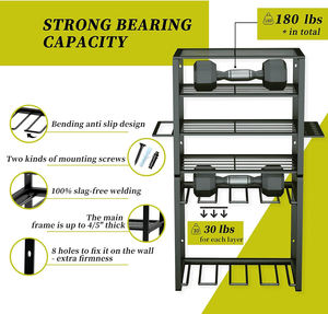 Organizador de Herramientas Eléctricas Multifuncional de Acero al Carbono Negro, Soporte para Taladros con Cinco Niveles, Soporte de Pared Rectangular para Uso en Garaje - Product Image 3